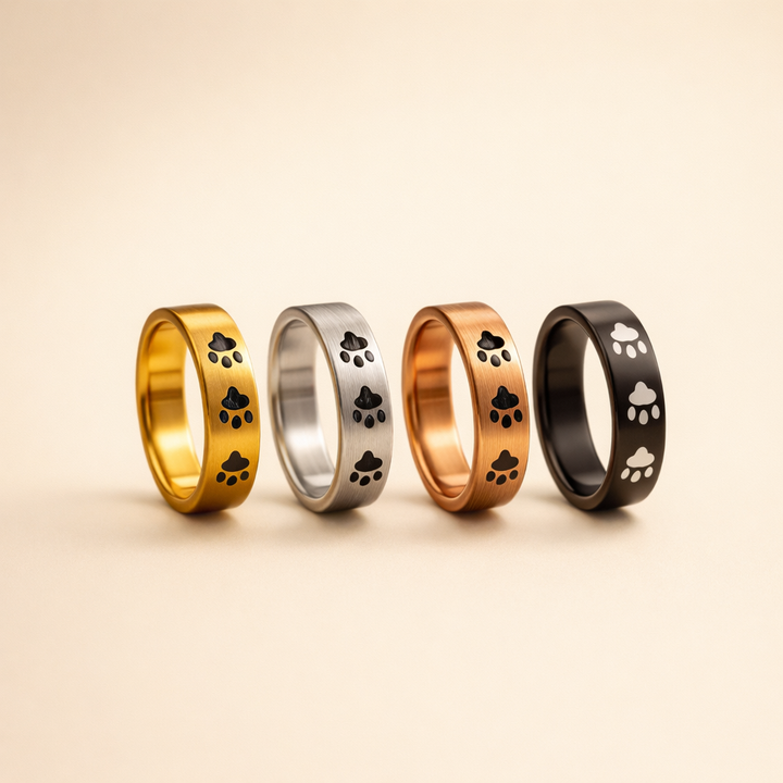 Handgemaakte Pootafdruk Ring in RVS