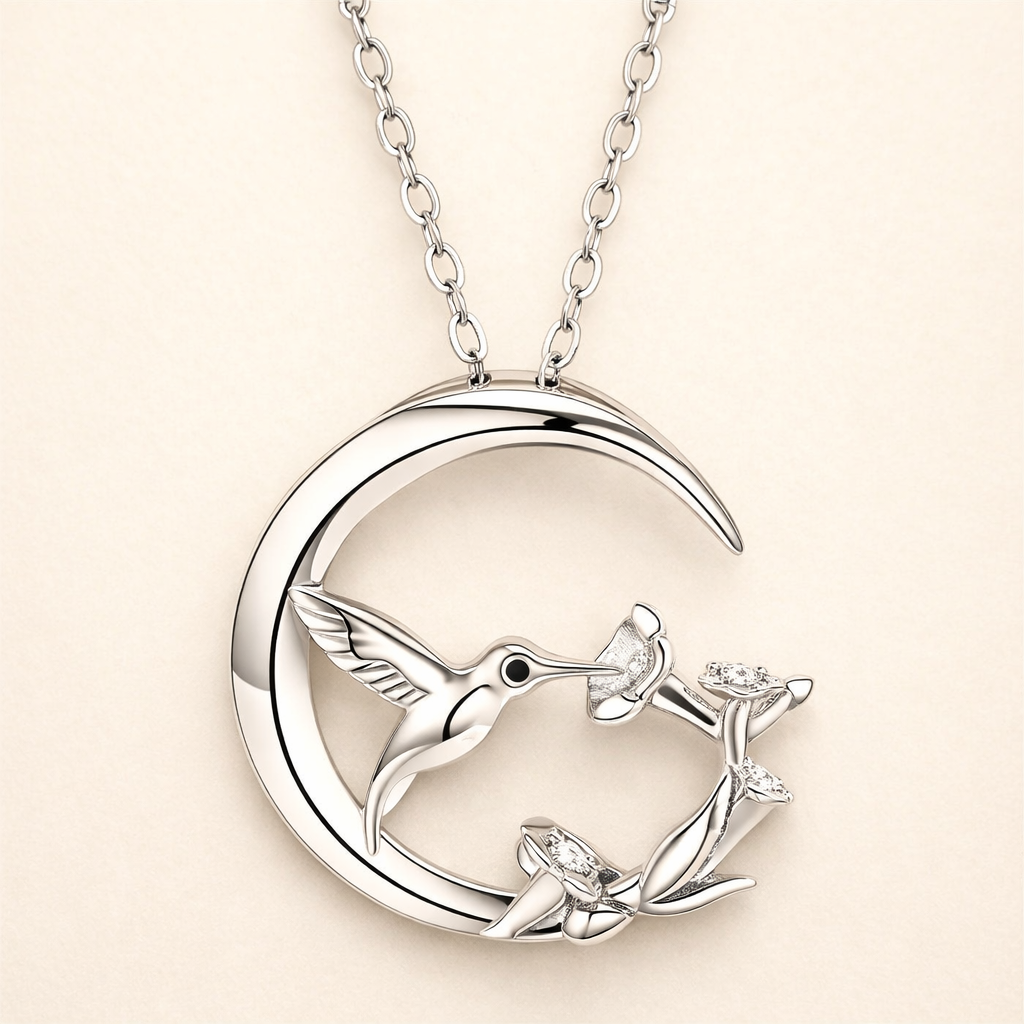 Maan Vogel Vintage Zilveren Hanger Ketting
