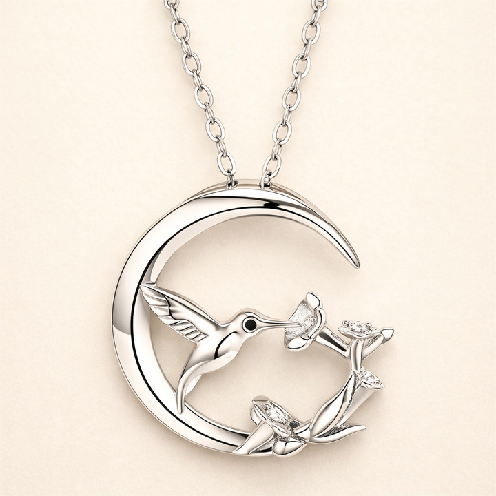 Maan Vogel Vintage Zilveren Hanger Ketting