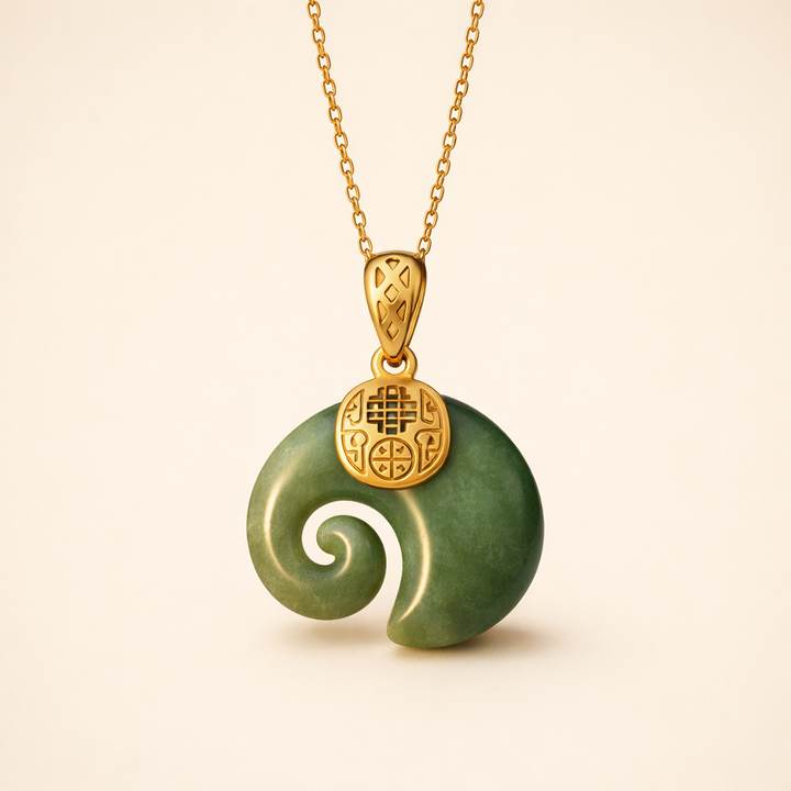 Hetian Jade Olifant Hanger Ketting – 18K Goud Geplateerde Ketting voor Vrouwen