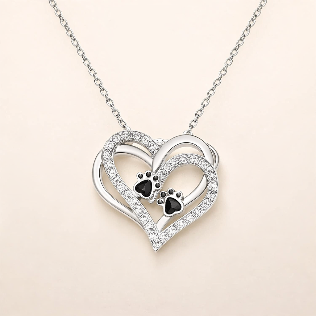 Hondenpoot Hart Ketting met Zirkonia