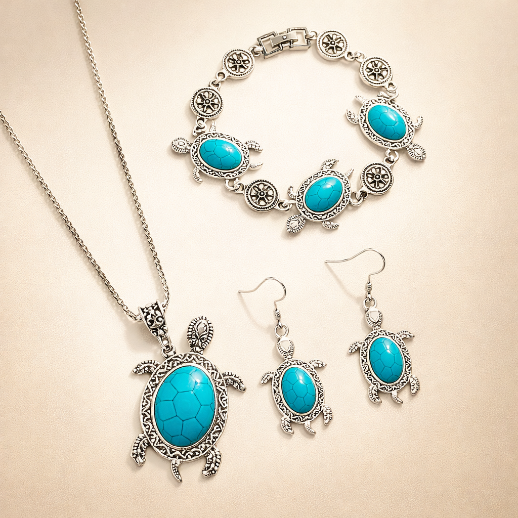 Turquoise Schildpad Sieradenset