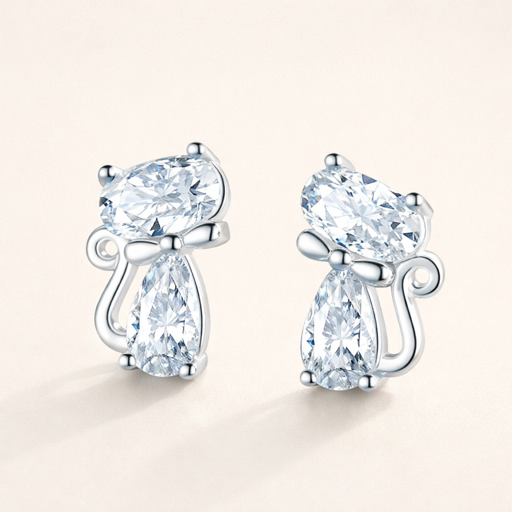 Vintage Zirconia Kat Oorbellen