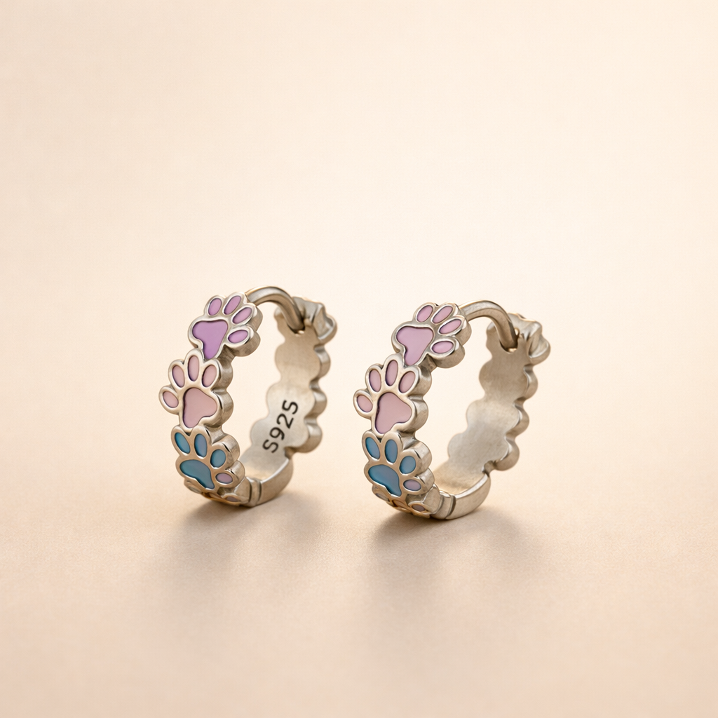 Kleurvolle Poot Hoops Sterling Zilver