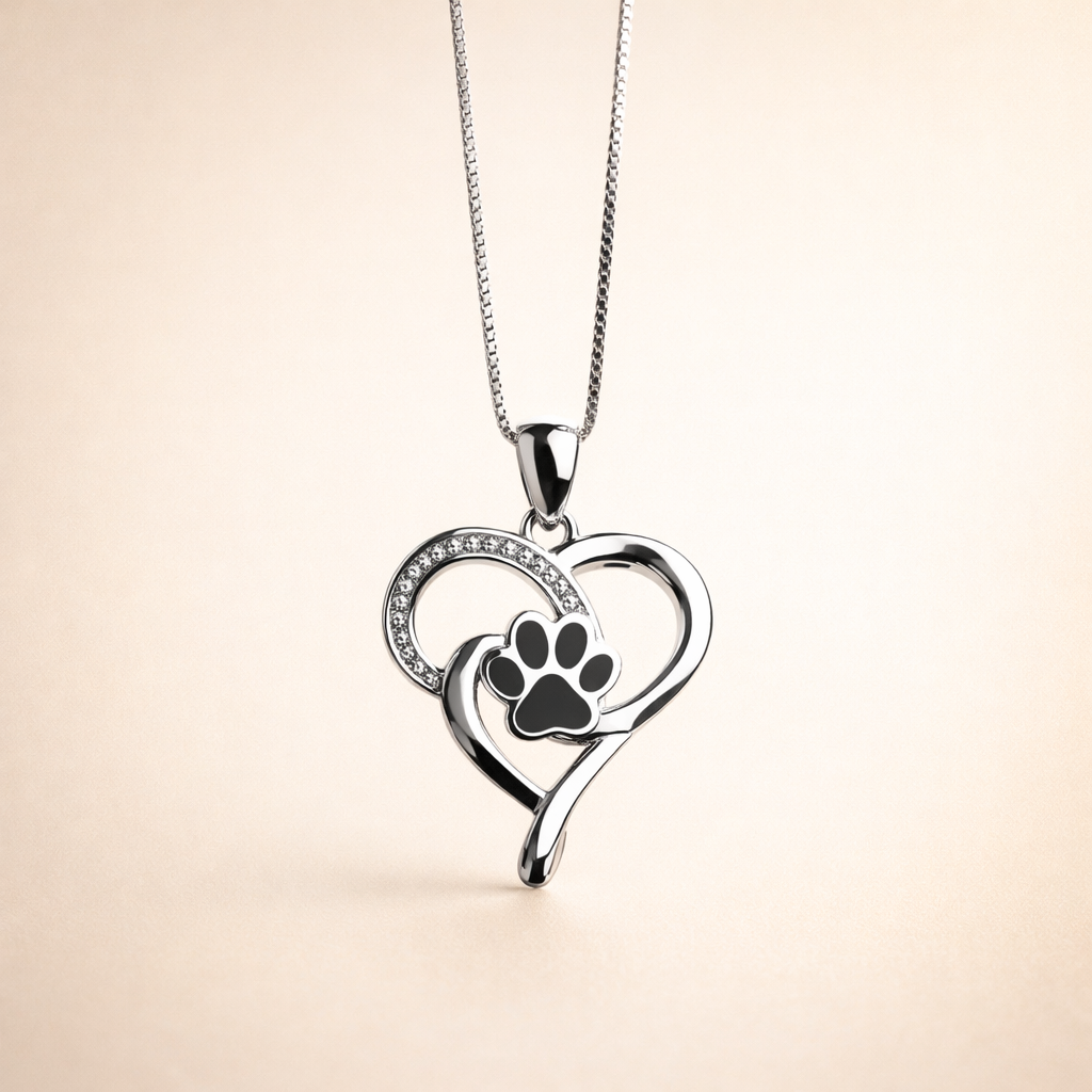 Roestvrijstalen Infinity Ketting met Hart & Poot