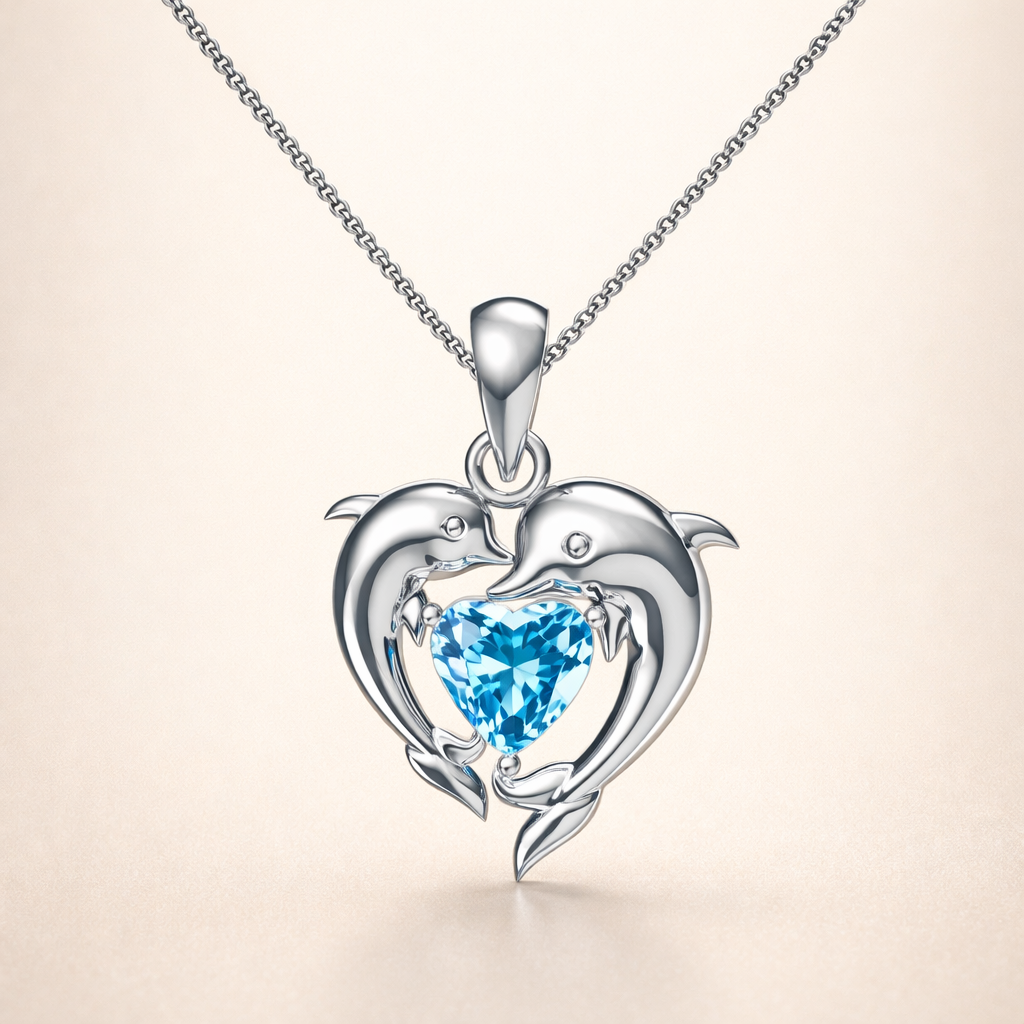 Dolfijn Liefde Blauwe Hart Ketting