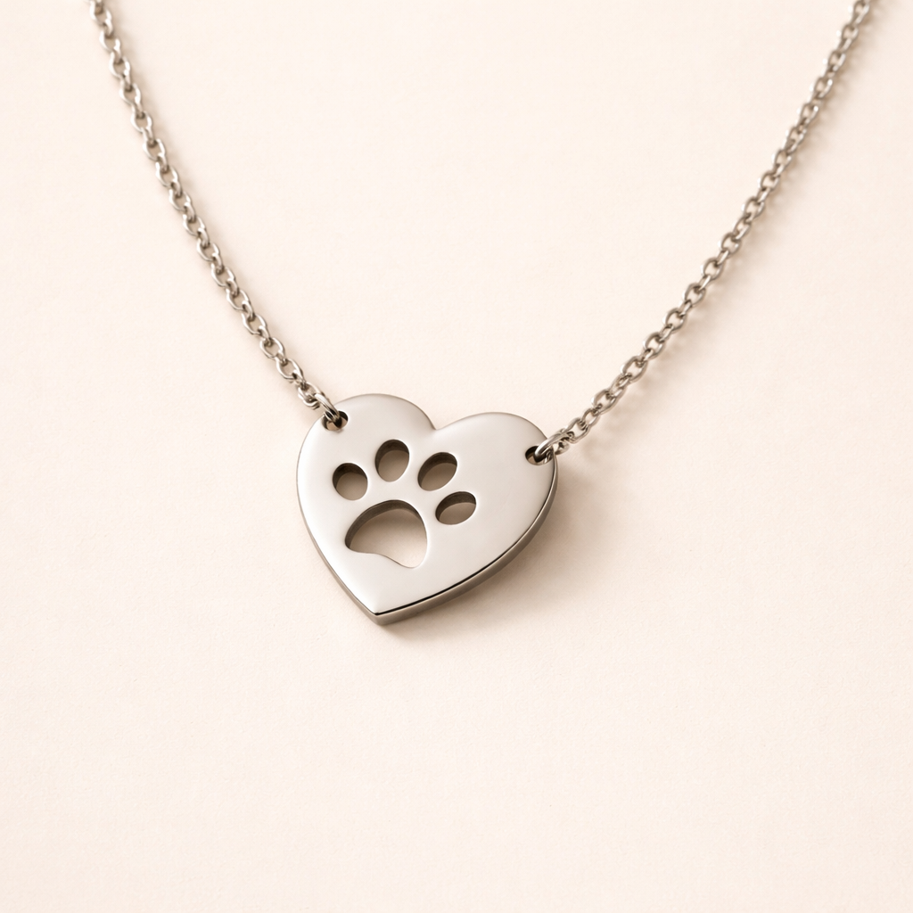 Zilveren Hart & Poot Hanger Ketting