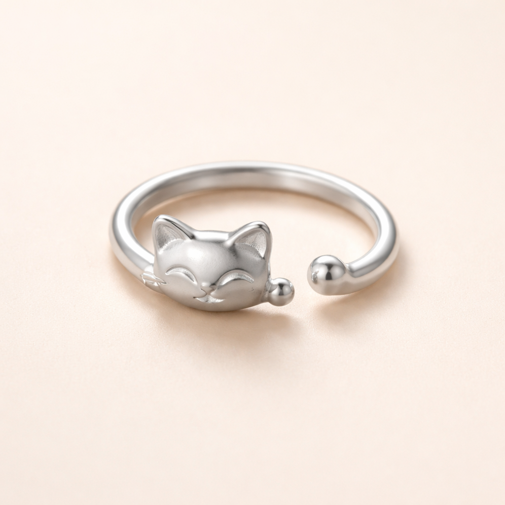 Vintage Zilveren Kitty Ring