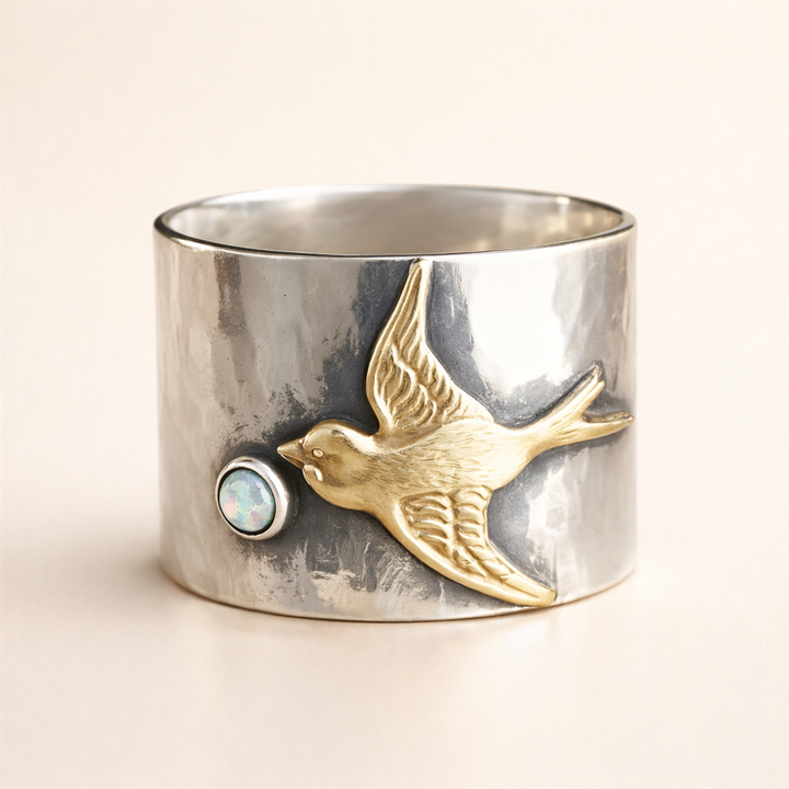 Vintage Kolibrie Zilveren Ring
