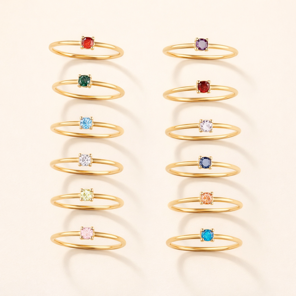 Geboortesteen 18K Gouden Ringen.