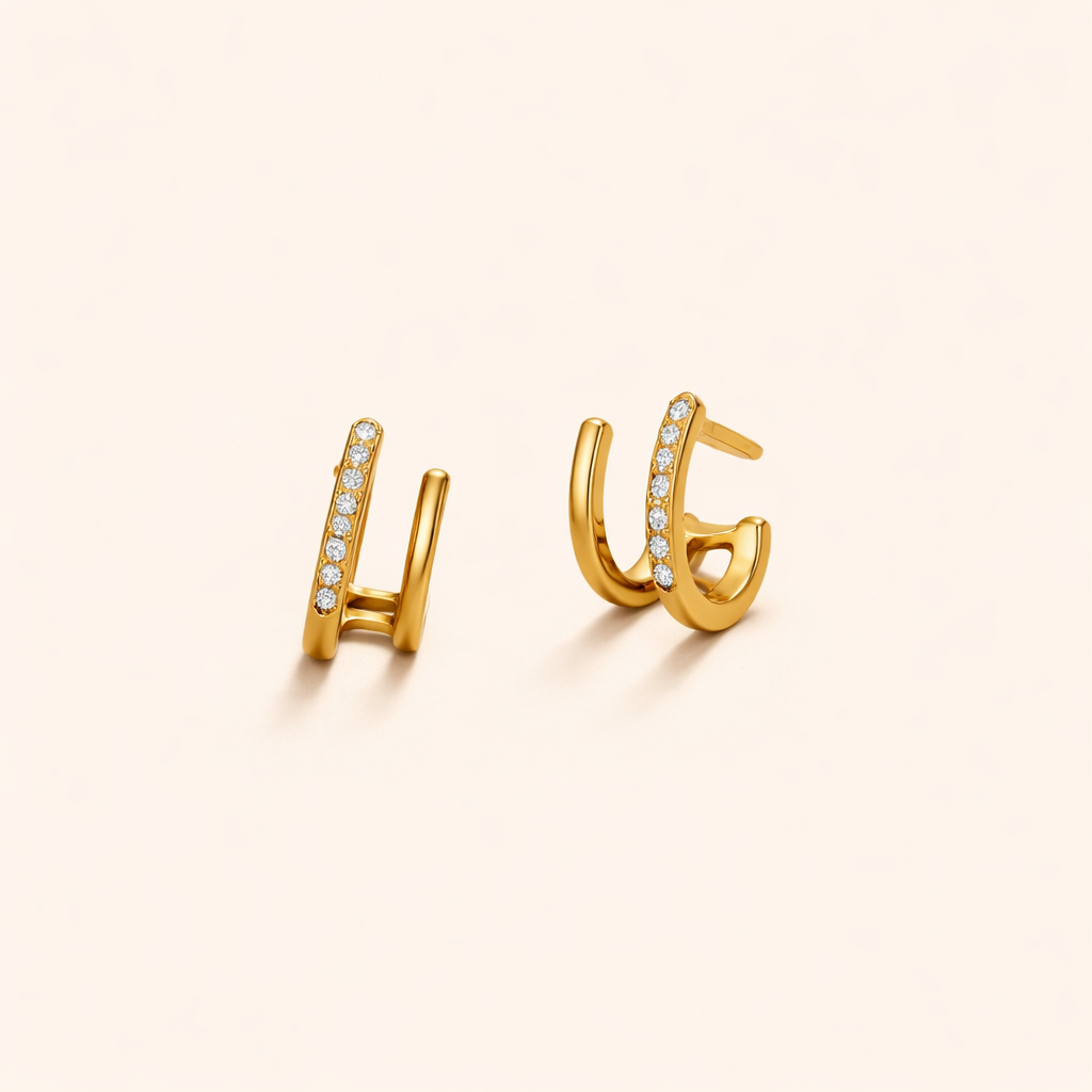 18K Gouden & Crystal Claw Oorbellen
