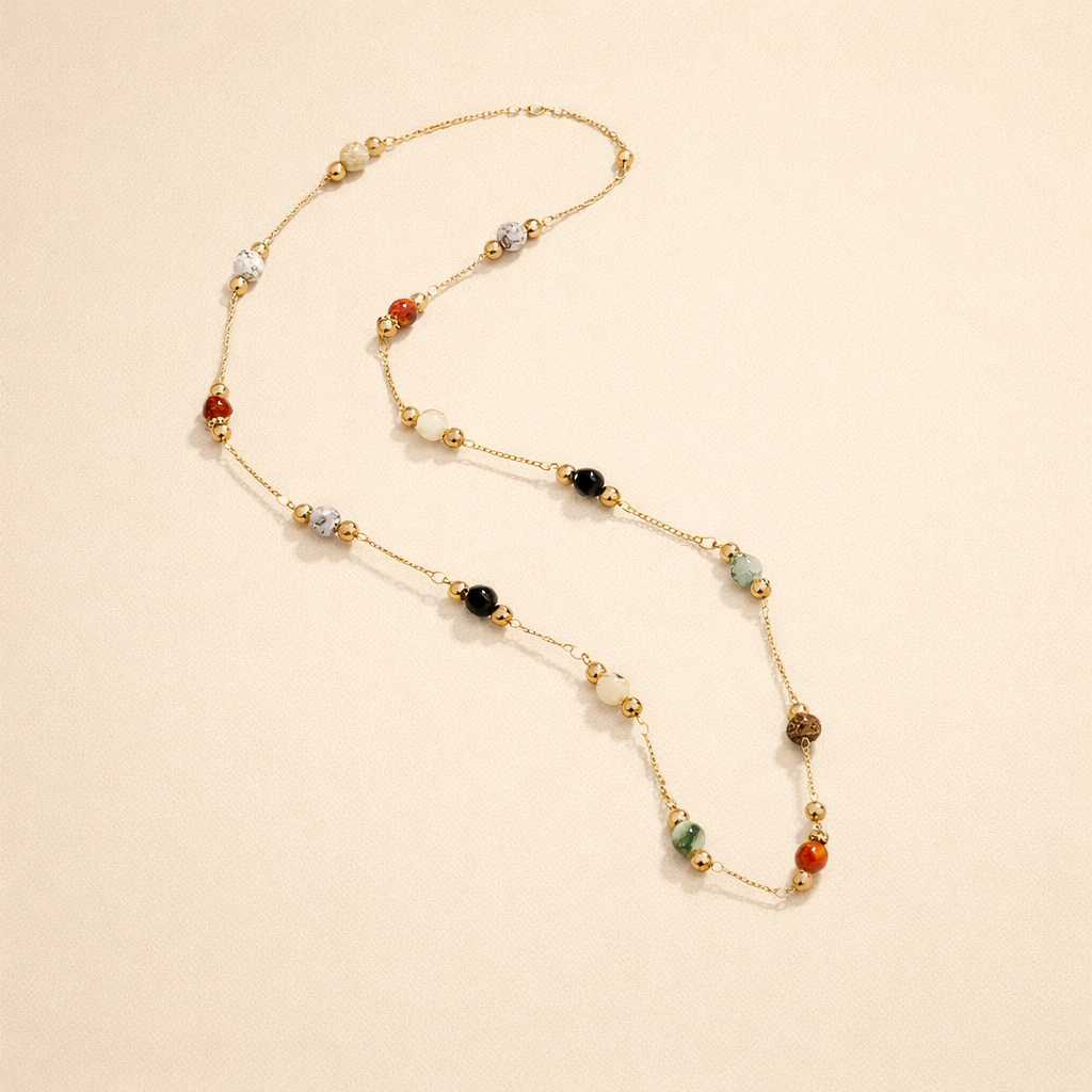 Lulu Beaded Stone Necklace