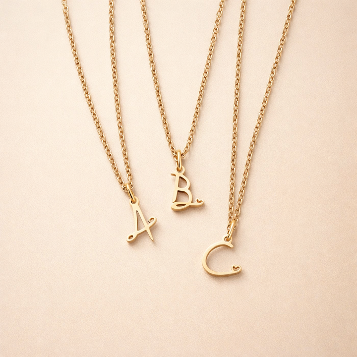 Gouden Letter Hart Ketting.