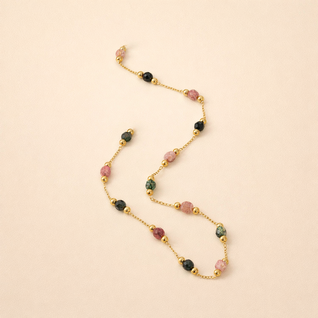 Lulu Lente Beaded Stone Necklace