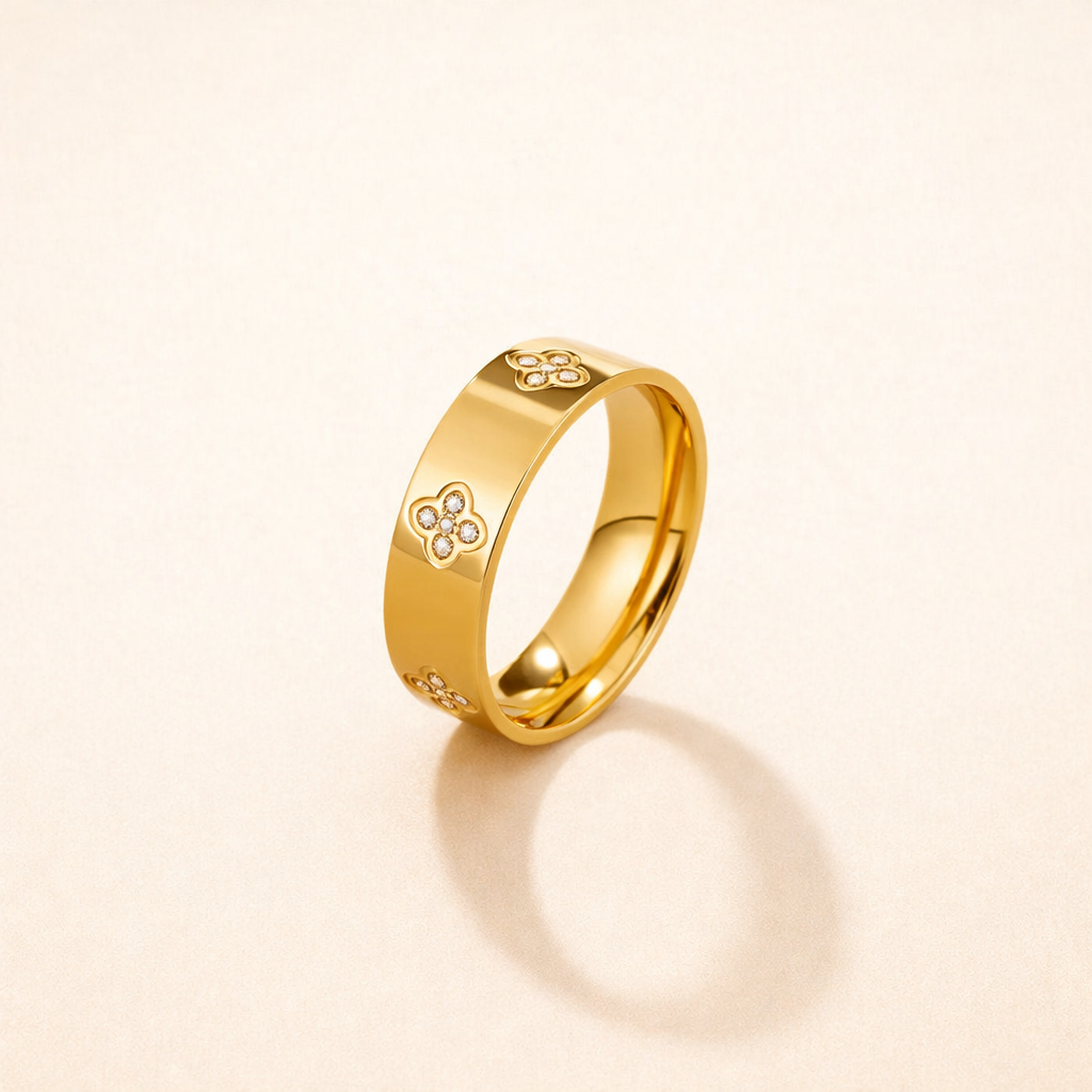 Gouden Kristallen Klaverring