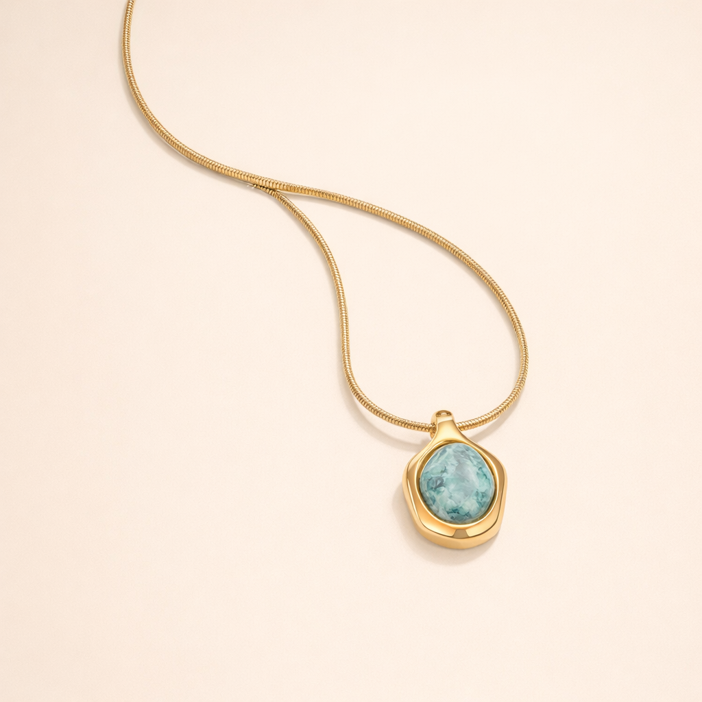 Gouden Aquamarijn Hanger Ketting