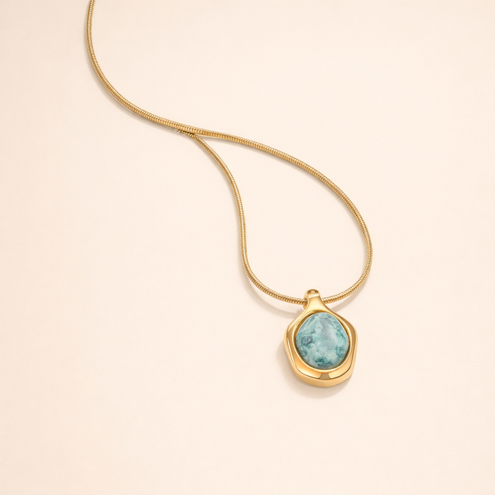 Gouden Aquamarijn Hanger Ketting