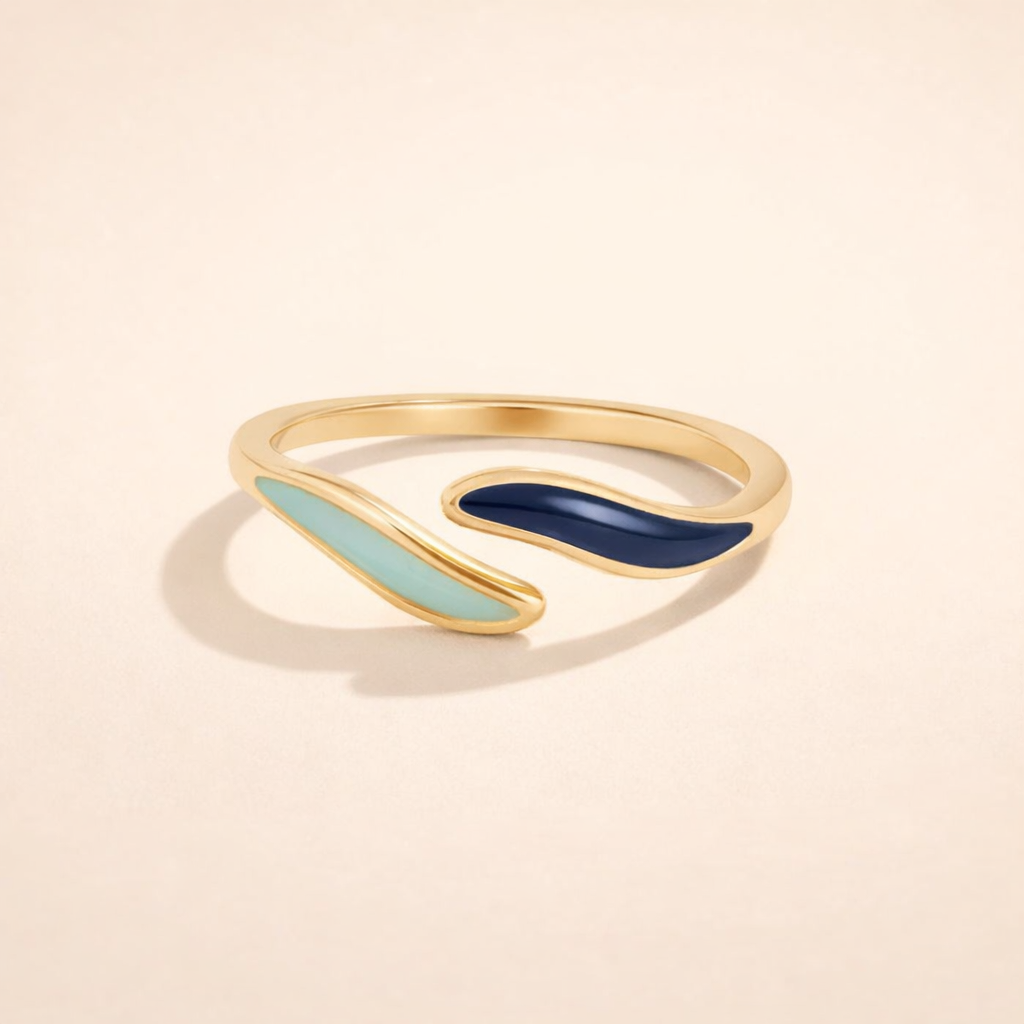 Blauwe Oceaan Golven Wrap Ring