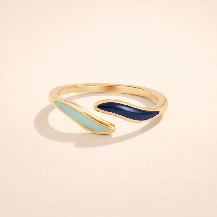 Blauwe Oceaan Golven Wrap Ring