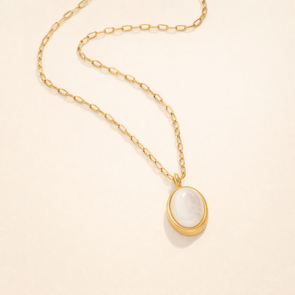 Witte Opal Halsketting