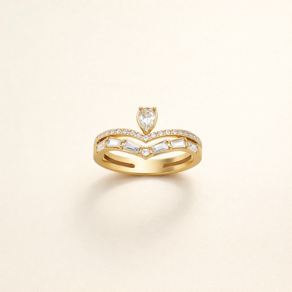 18K Gouden Lilly Kristallen Ring