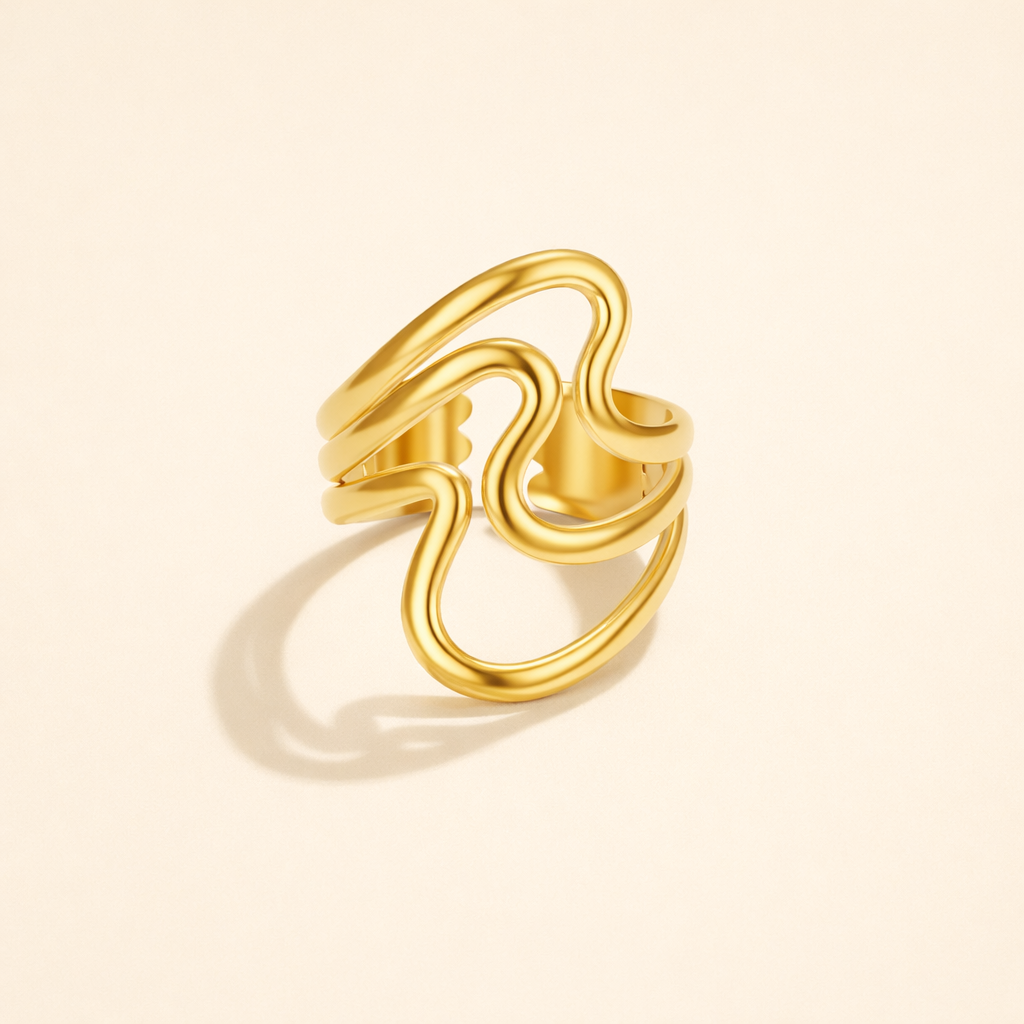 Gouden Golven Wrap Ring