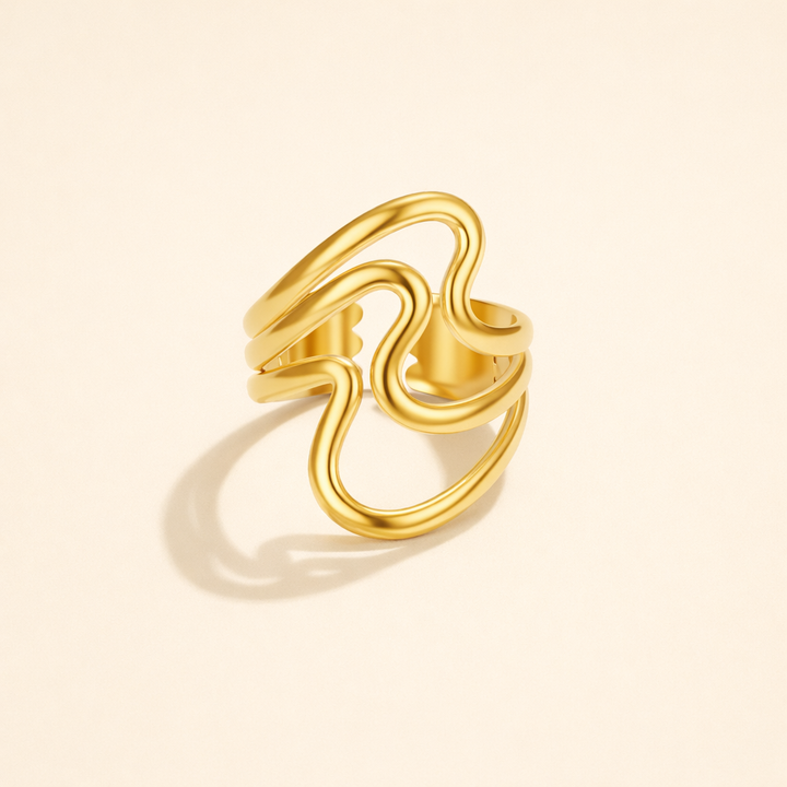 Gouden Golven Wrap Ring