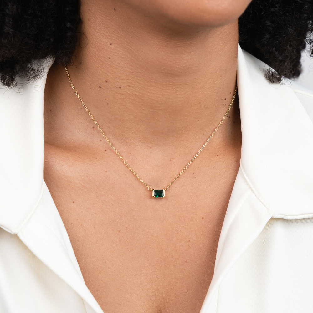 Monica Groene Smaragd Ketting