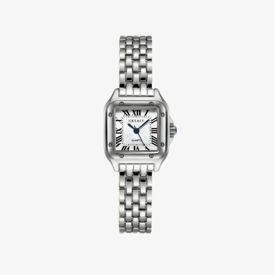 Elegante gouden horloge met subtiele schakelstructuur