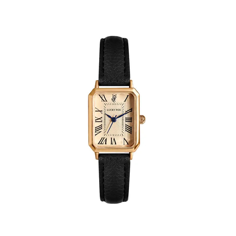 Elegante gouden horloge met een verfijnd steentje.