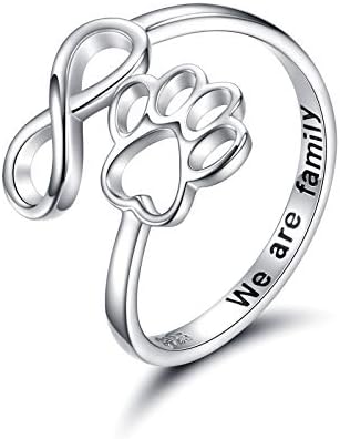 Handgemaakte Poot & Hart Ring – Verstelbaar 925 Sterling Zilver