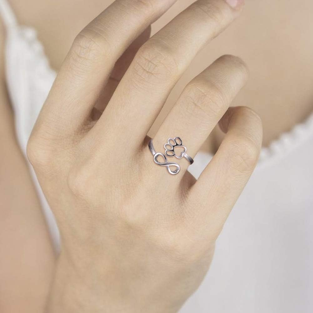 Handgemaakte Poot & Hart Ring – Verstelbaar 925 Sterling Zilver