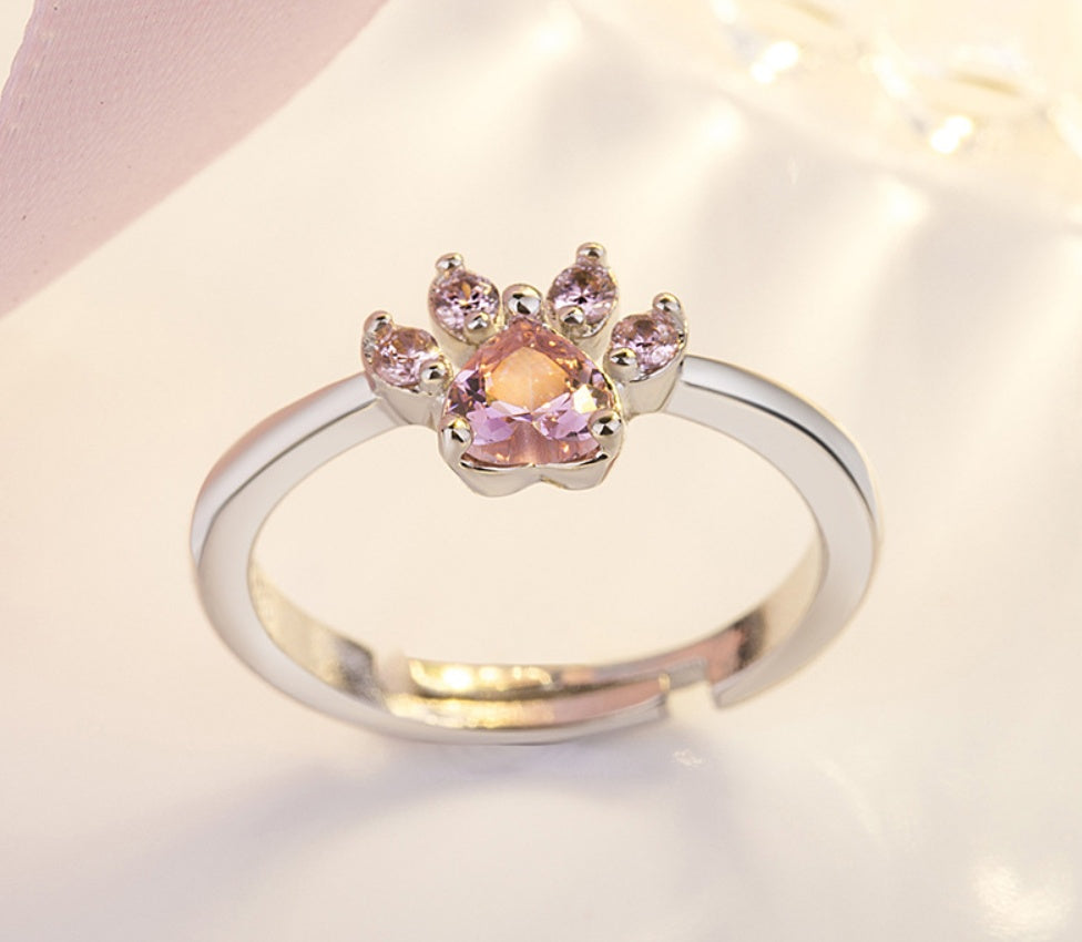 Roze Gouden Poot Sieraden Set – 4 Stukken met Zirkonia Hart (Ring, Ketting, Oorbellen, Armband)