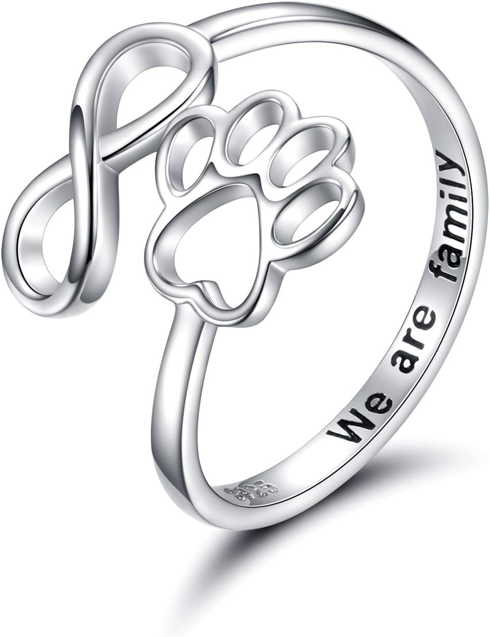 Handgemaakte Poot & Hart Ring – Verstelbaar 925 Sterling Zilver