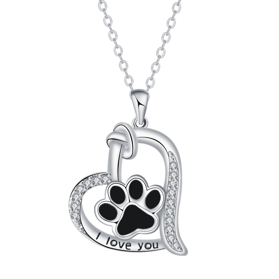 Hartvormige Hondenpootafdruk Ketting met Zirkonia