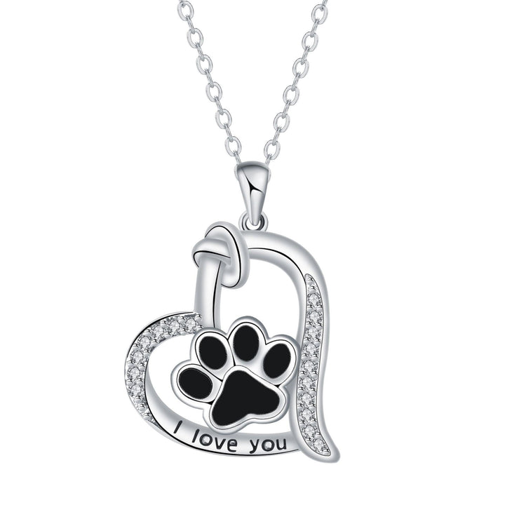 Hartvormige Hondenpootafdruk Ketting met Zirkonia