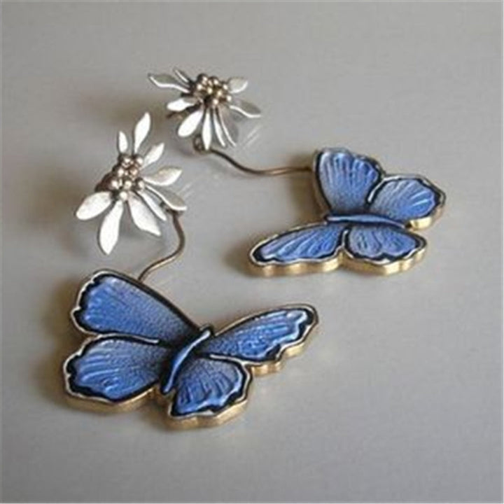 Vintage Blauwe Vlinder Oorbellen
