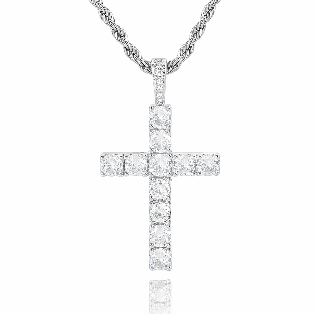Elegante witgouden kruis ketting