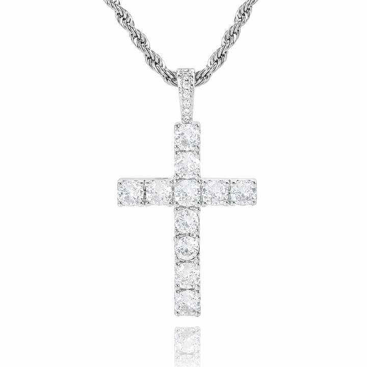 Elegante witgouden kruis ketting