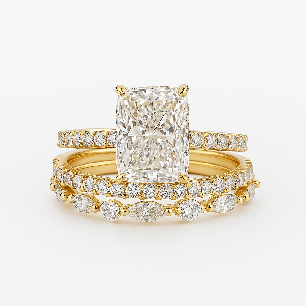 Drie-delige gouden ringenset