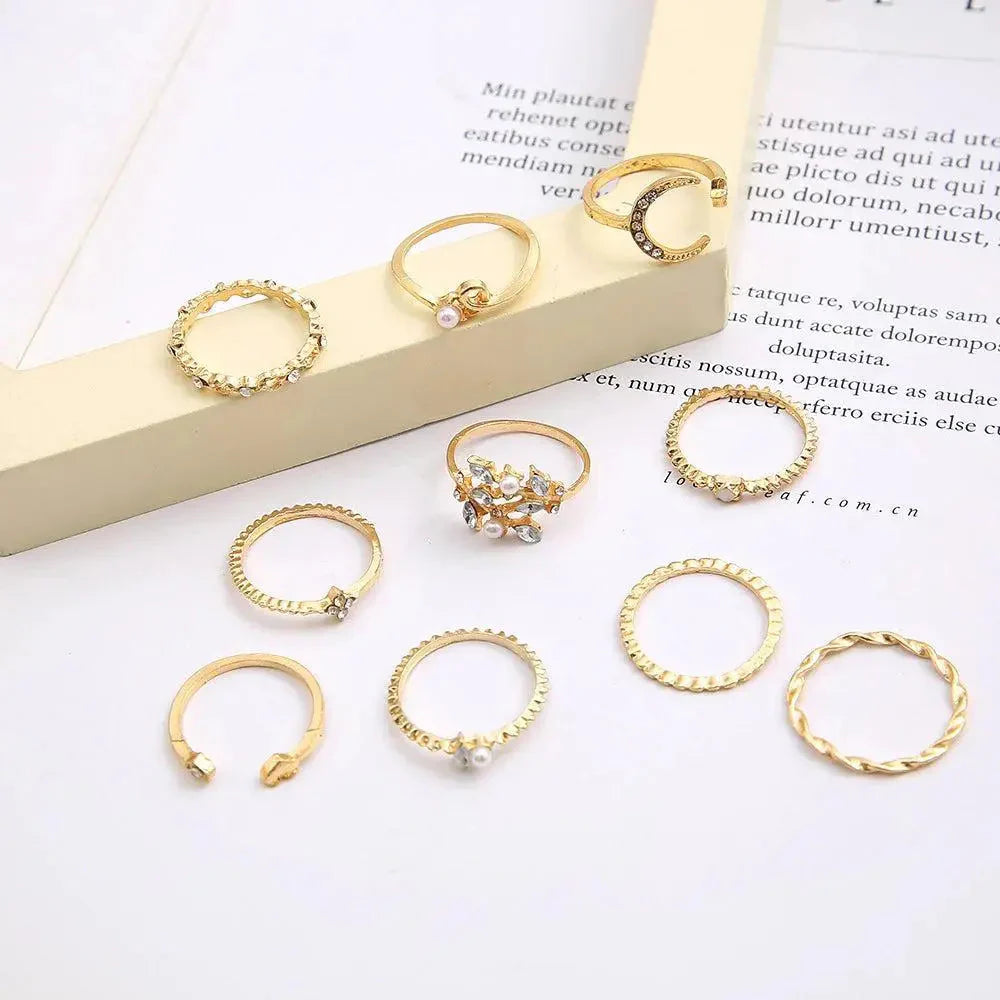 Boheemse zilveren en gouden ringen set