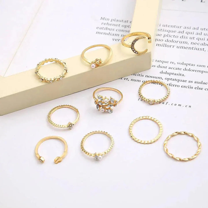 Boheemse zilveren en gouden ringen set