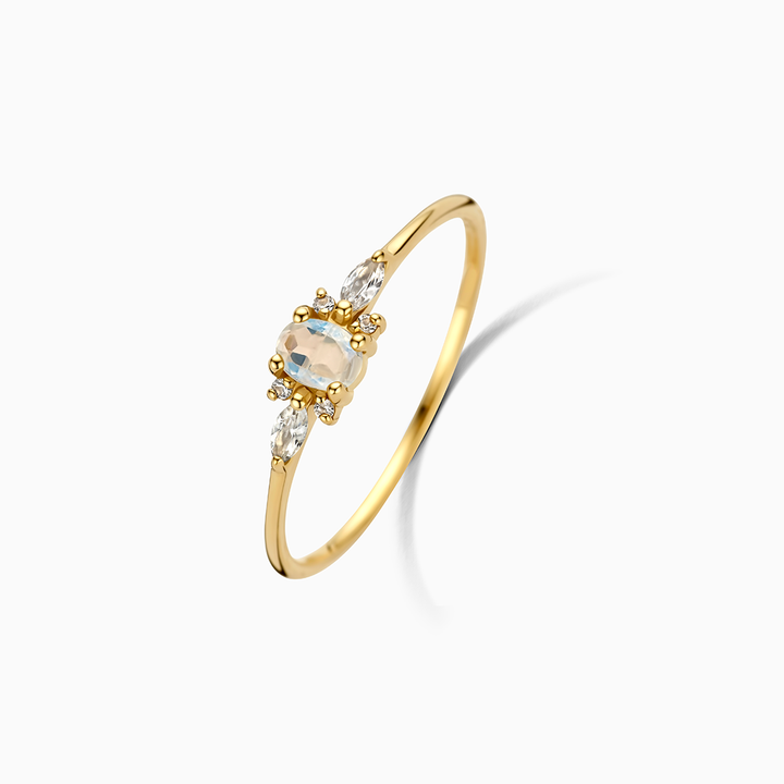 Gouden opaal ring met diamant