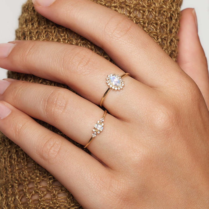 Gouden opaal ring met diamant
