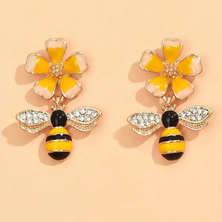 Bijen & Zonnebloem Oorhangers