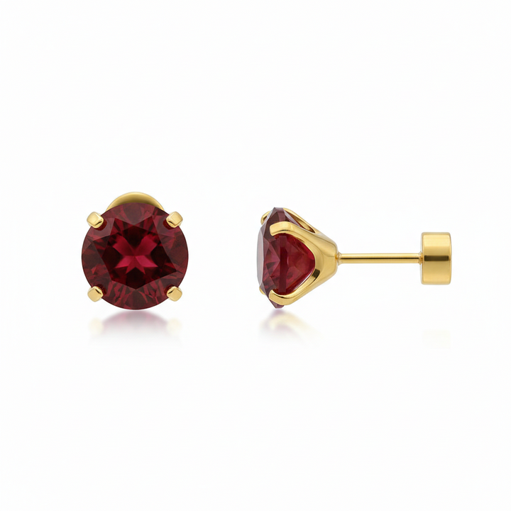 Elegante gouden oorbellen met ronde zirkonia