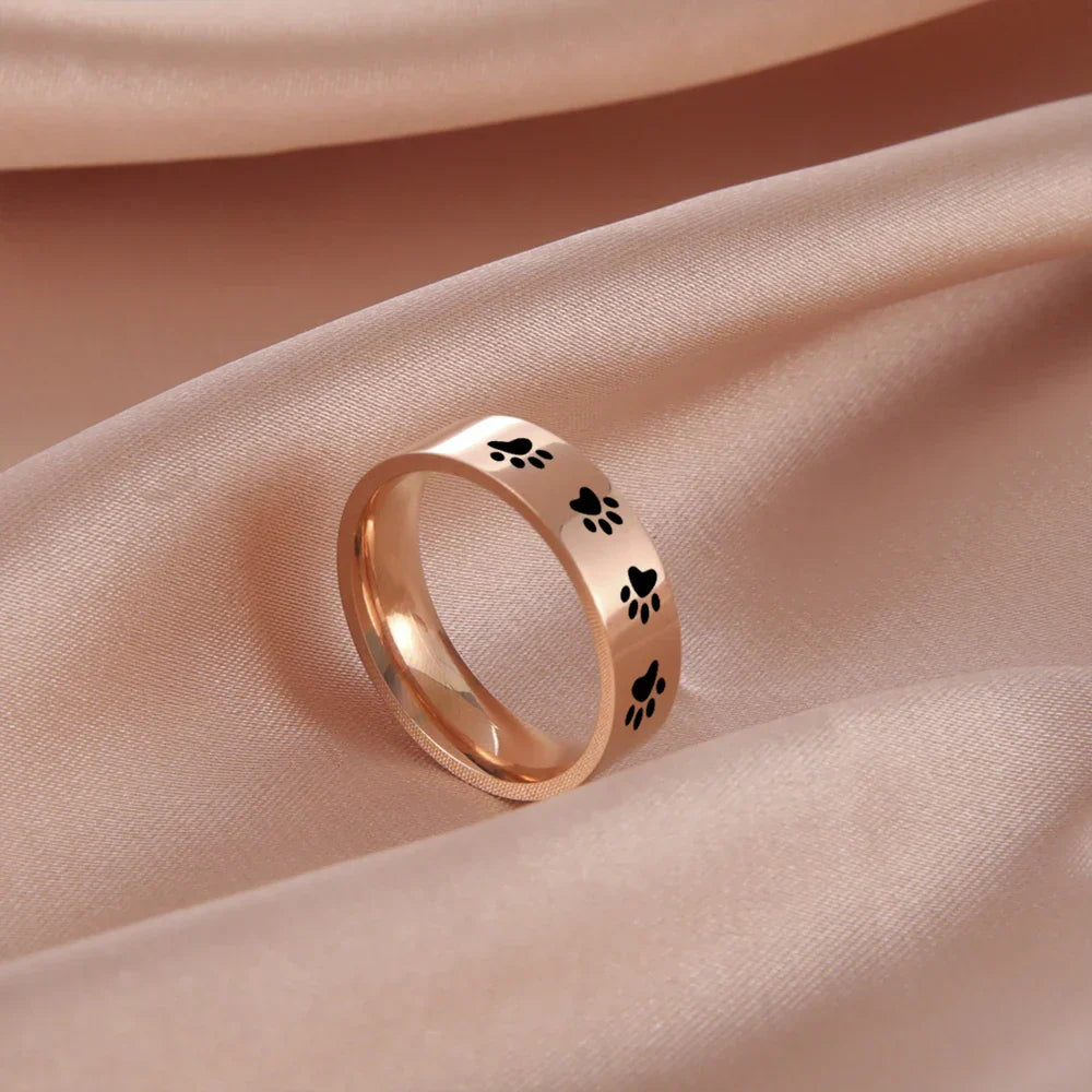 Handgemaakte Pootafdruk Ring in RVS