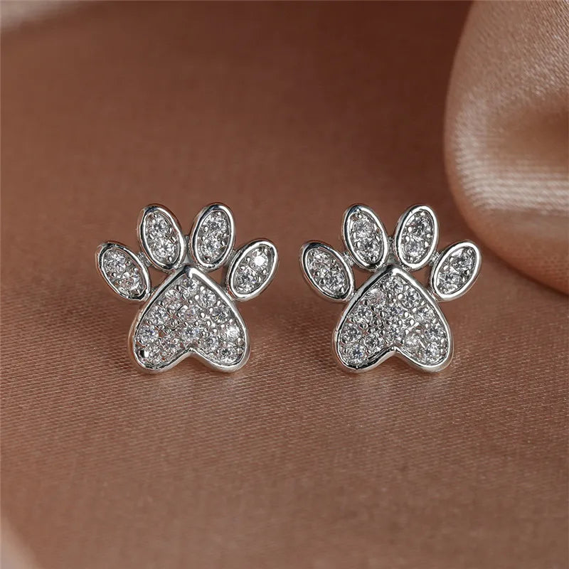 Witte Zirkonia Poot Studs – Hartvormig Ontwerp