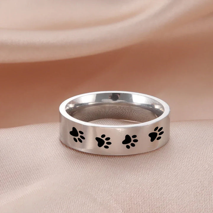 Handgemaakte Pootafdruk Ring in RVS