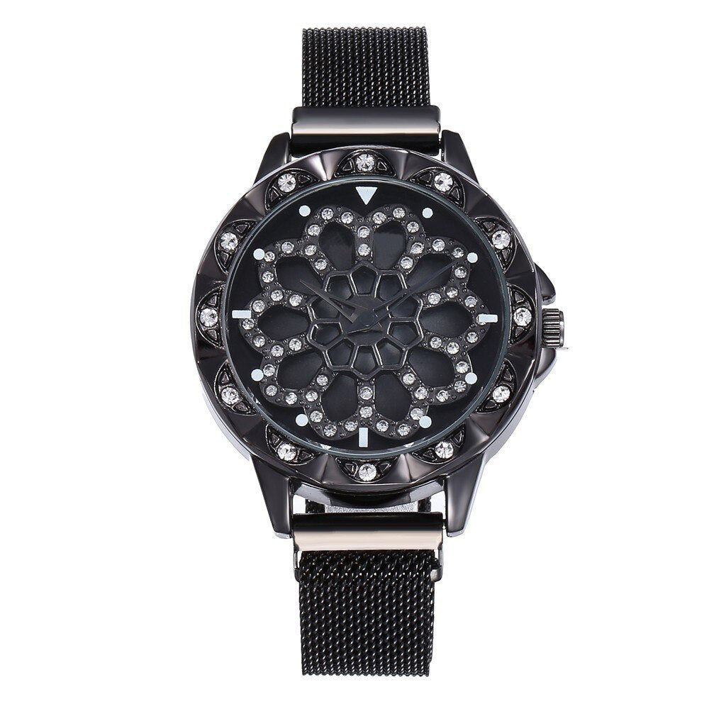 Elegante horloge met bloem motief